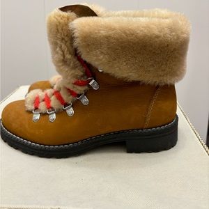 WOMENS J CREW NORDIC WINTER BOOTS SHEARLING GLAZED PECAN BROWN Size 7